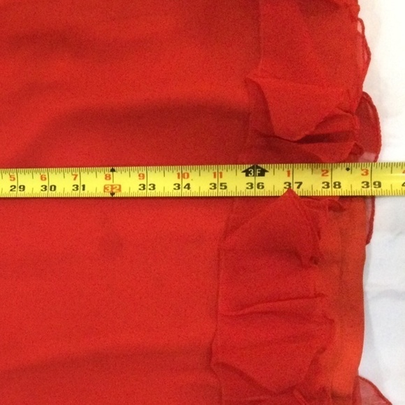 Vintage 1960s Adele Simpson Red Silk Chiffon Dress with Scarf, Size Small - Picture 13 of 16